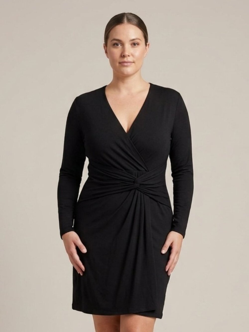 Black Rayon Wrap Dress by Ruche